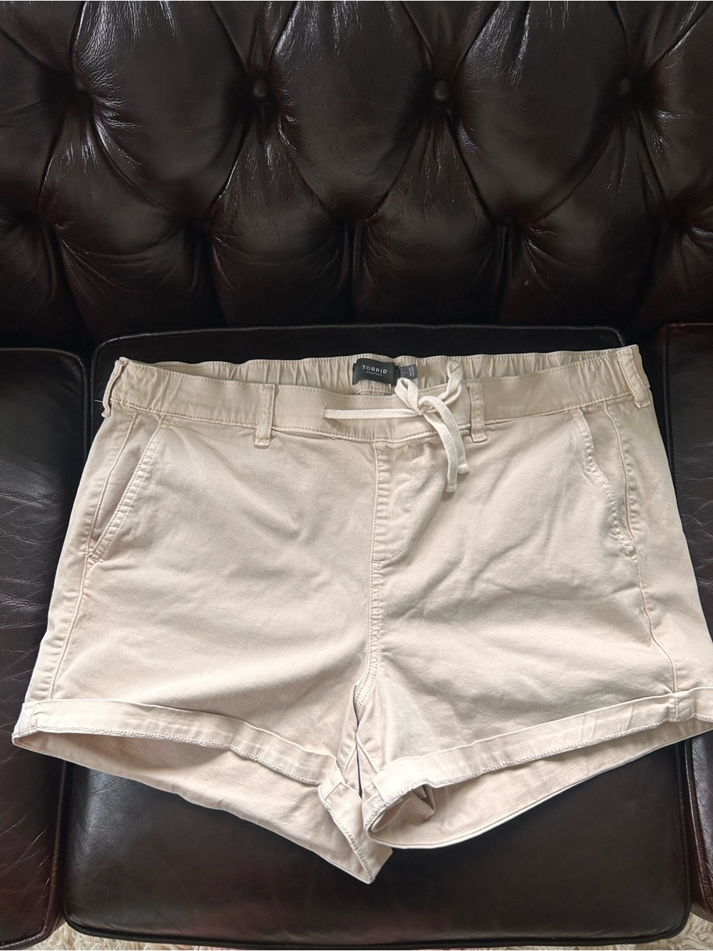 torrid Drawstring Shorts in Light Beige